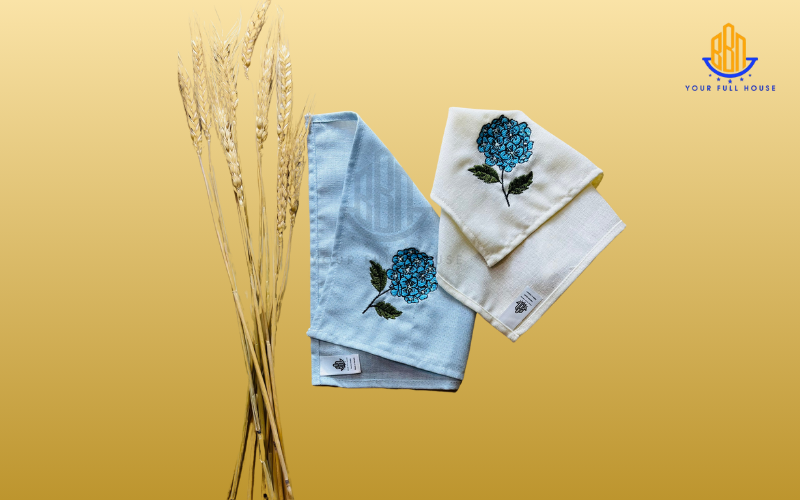 Khăn tay linen thêu tay